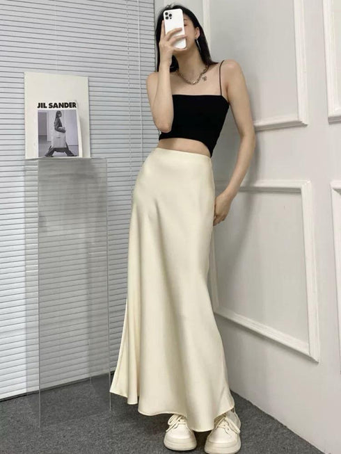 A-Line Long Satin Skirts